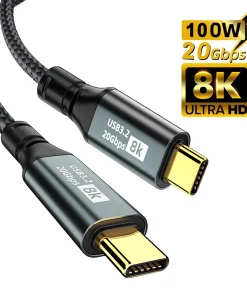 PD100W USB 3.2 20Gbps ThunderBolt 3 Type C to Type C Cable 8K@60Hz USB-C Data Cord For iPhone 15 Pro Max MacBook Samsung 2m 3m